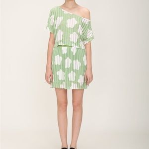 Green flower knit set